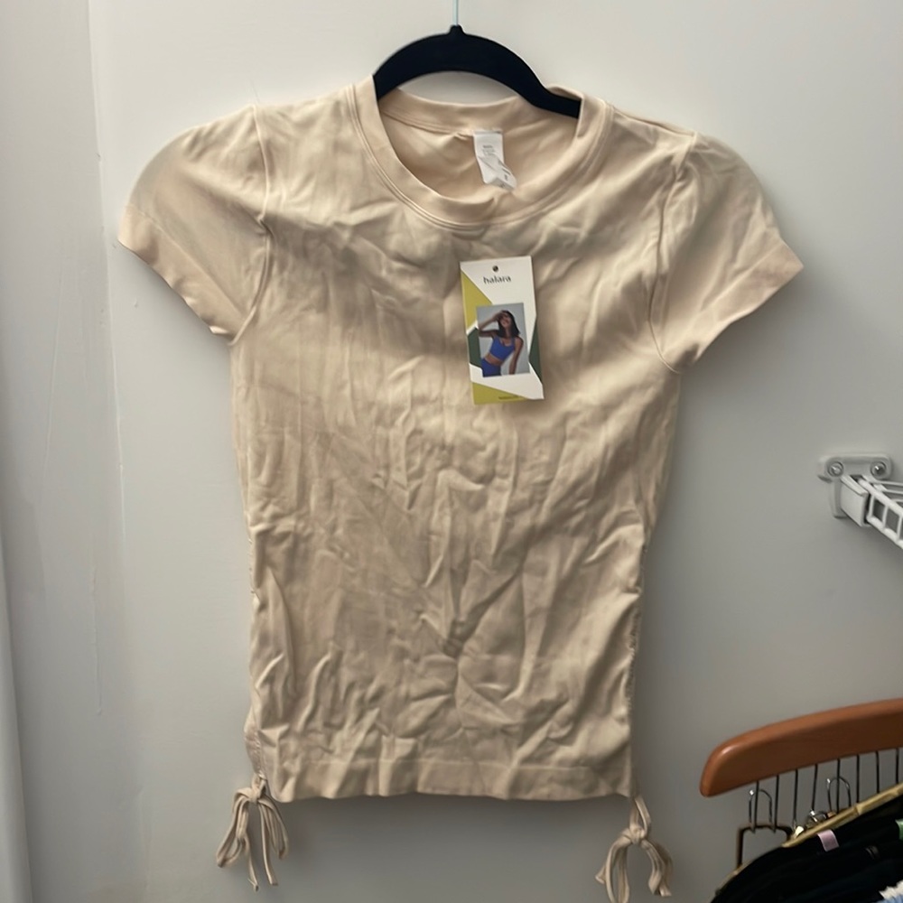 Tan top cinched at sides